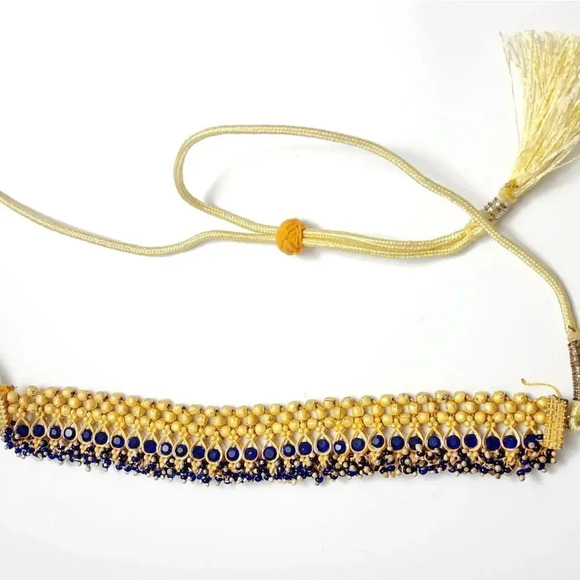 NWOT Gold/Blue Indian Necklace - Picture 1 of 2